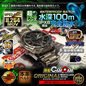【防犯用】小型カメラ 防犯カメラ 腕時計型ビデオカメラ HD720P録画 生活防水 2014年最新モデル ハイクラスシリーズ mc-w053