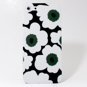 aglowDESIGN iPhone5/5s　花柄ハードケース　ブラック×ホワイト - 拡大画像