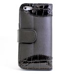 aglowDESIGN　iPhone5/5s　クロコ横開きレザーケース　ブラック