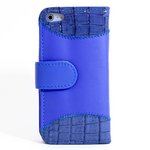 aglowDESIGN　iPhone5/5s　クロコ横開きレザーケース　ブルー