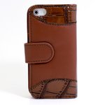 aglowDESIGN　iPhone5/5s　クロコ横開きレザーケース　ブラウン