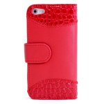aglowDESIGN　iPhone5/5s　クロコ横開きレザーケース　レッド