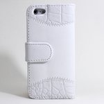 aglowDESIGN　iPhone5/5s　クロコ横開きレザーケース　ホワイト