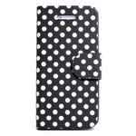 aglowDESIGN　iPhone5/5s　水玉横開きレザーケース　ブラック×ホワイト