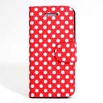 aglowDESIGN　iPhone5/5s　水玉横開きレザーケース　レッド×ホワイト