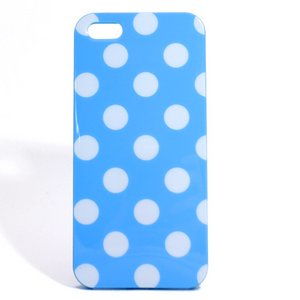 aglowDESIGN　iPhone5/5s　ドット柄TPUケース　ブルー×ホワイト