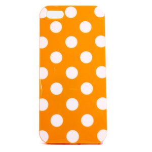 aglowDESIGN　iPhone5/5s　ドット柄TPUケース　オレンジ×ホワイト