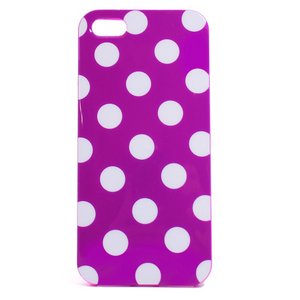aglowDESIGN　iPhone5/5s　ドット柄TPUケース　パープル×ホワイト
