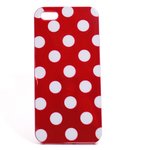aglowDESIGN　iPhone5/5s　ドット柄TPUケース　レッド×ホワイト