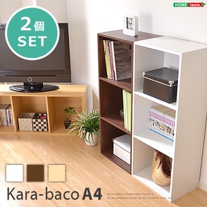 カラーボックス/収納棚 同色2個セット 【3段/ブラウン】 ロングタイプ/A4収納可 幅42cm 『kara-baco』