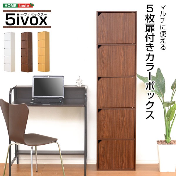 A4サイズ収納OK!扉付きカラーボックス【-5ivox-フィボックス】 ホワイトf00