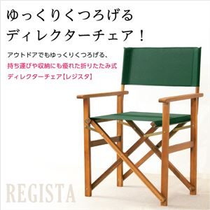 天然木とグリーン布製の定番のディレクターチェア【レジスタ-REGISTA-】(ガーデニング 椅子) グリーン 商品写真2