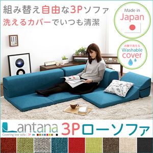 コーナーローソファー 【3分割タイプ/ダリアングリーン】 洗えるカバー 『Lantana』 日本製 - 拡大画像