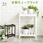 木製 キューブラック/プランタースタンド 【2段 ホワイト】 幅34cm 天然木使用 軽量 『Tetras-テトラス-』