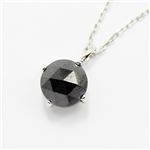 18金ホワイトゴールド1ctローズカットブラックダイヤモンドペンダント
