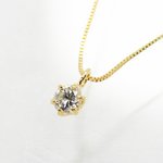 10金　0.1ct　一粒石　ダイヤモンド　6爪　ペンダント　ネックレス