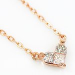 18金ピンクゴールド　0.1ct天然ダイヤモンド　プリンセスカット　ハート　ペンダント　ネックレス