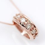 18金ピンクゴールド　0.2ct　天然ダイヤモンド　エタニティ　リング　ペンダント　ネックレス