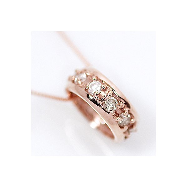 K18PG/0.2ct 天然ダイヤモンド エタニティリング ペンダント/ネックレス画像1