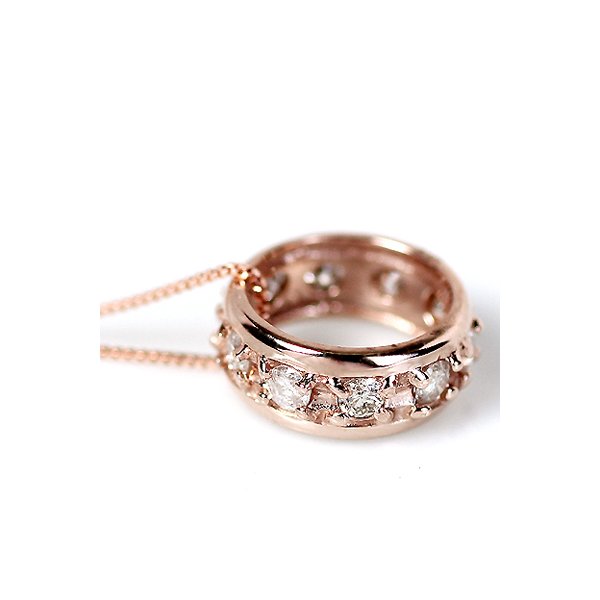 K18PG/0.2ct 天然ダイヤモンド エタニティリング ペンダント/ネックレス画像2