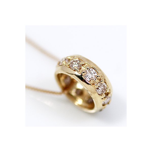 K18YG/0.2ct 天然ダイヤモンド エタニティリング ペンダント/ネックレス画像1