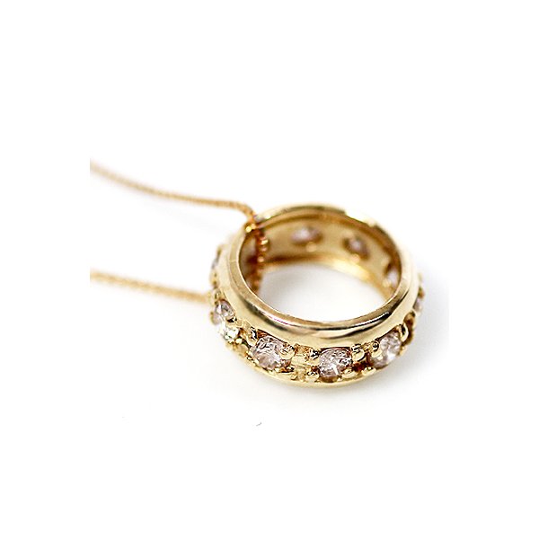 K18YG/0.2ct 天然ダイヤモンド エタニティリング ペンダント/ネックレス画像2