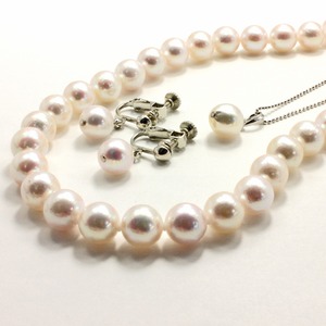 アコヤ本真珠 8.5-9.0mm珠 ネックレス&イヤリング&ペンダント 3点セット 商品画像