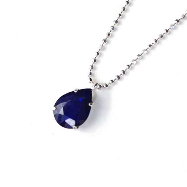 18金 ホワイトゴールド 1ct ペアシェイプ サファイア ペンダントf00