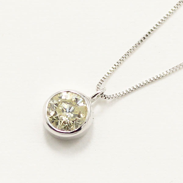 10金 ホワイトゴールド 0.3ct イエローダイヤモンド フクリン ペンダントf00