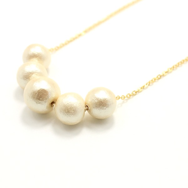 12mm珠 10mm珠 コットンパール ペンダント ネックレス 48cm f00