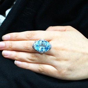 20ct ブルートパーズ ダイヤモンド リング8号 指輪 シルバー 誕生石 商品写真2