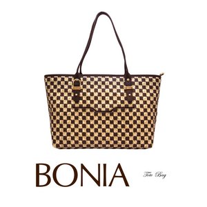 BONIA(ボニア)チェック柄トートバッグ/ポーチ付き/本革/シンプル/レディース【boniabag-96】【860081-103-05】