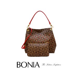 BONIA(ボニア)モノグラムワンショルダーバッグポーチ付き/本革/シンプル/レディース/2way【boniabag-110】【081081-006-5】モノグラム/グリーン
