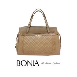 BONIA(ボニア)レザーキルティングミニボストンバッグ/本革/牛革/シンプル/レディース【boniabag-114】【081111-003】ベージュ