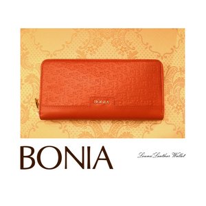 BONIA（ボニア）牛革ラウンド長財布/レディース【bonia-325】【860096-511】オレンジ