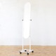 パイプスタンドミラー ホワイト(白) スチールフレーム 幅30cm×高さ157cm キャスター付き/角度調整可能/オーバル/楕円/飛散防止加工/アイアン/スリム/NK-108 - 縮小画像3