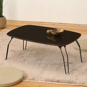 ブランドテーブル(ダークブラウン)　幅75×奥行50×高さ30cm[テーブル][机][高級感][北欧風][鏡面]