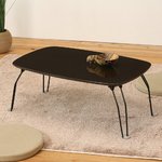 ブランドテーブル(ダークブラウン)　幅75×奥行50×高さ30cm[テーブル][机][高級感][北欧風][鏡面]