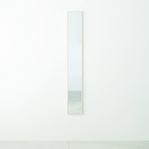細枠ウォールミラー(壁掛け鏡) 木製/天然木/壁面/飛散防止加工ミラー/スリム/NK-5  幅22cm×高さ153cm 日本製 ホワイト(白) - 拡大画像