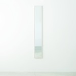 細枠ウォールミラー(壁掛け鏡) 木製/飛散防止加工ミラー 幅22cm×高さ153cm 日本製 ホワイト(白)