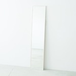 細枠ウォールミラー(壁掛け鏡) 木製/飛散防止加工ミラー 幅32cm×高さ153cm 日本製 ホワイト(白)