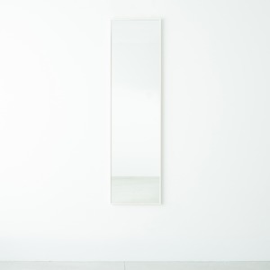 細枠ウォールミラー(壁掛け鏡) 木製/天然木/壁面/飛散防止加工ミラー/ワイド/NK-7  幅42cm×高さ153cm 日本製 ホワイト(白) - 拡大画像