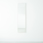 細枠ウォールミラー(壁掛け鏡) 木製/飛散防止加工ミラー 幅42cm×高さ153cm 日本製 ホワイト(白)