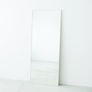細枠ウォールミラー(壁掛け鏡) 木製/天然木/壁面/飛散防止加工ミラー/ワイド/NK-8  幅60cm×高さ153cm 日本製 ホワイト(白) - 拡大画像