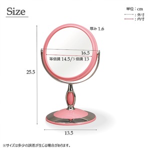 ラウンド卓上ミラー 2WAY(3倍鏡/拡大鏡) 【6個セット】 丸型/飛散防止加工/角度調整可/スタンド/鏡/カガミ/完成品/NK-243 パステルピンク 商品写真2