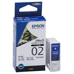 【純正品】 エプソン（EPSON） インクカートリッジ ブラック 型番：IC1BK02 単位：1個 - 拡大画像