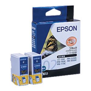 【純正品】 エプソン（EPSON） インクカートリッジ ブラック 型番：IC1BK02W 単位（入り数）：1箱（2個入） - 拡大画像