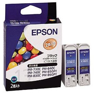 【純正品】 エプソン（EPSON） インクカートリッジ ブラック 型番：IC1BK13W 単位：1箱（2個入） - 拡大画像