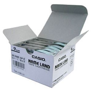 カシオ（CASIO） ネームランド エコテープ 5個入り 白に黒文字 9mm - 拡大画像