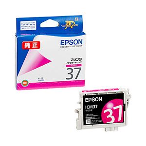 【純正品】 エプソン（EPSON） インクカートリッジ マゼンタ 型番：ICM37 単位：1個 - 拡大画像